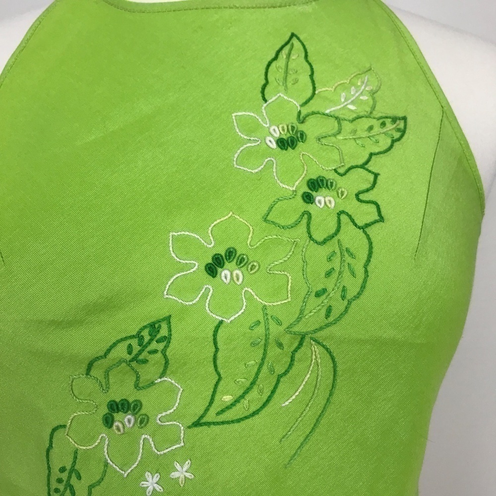 SON Fashion Lime Embroidered Tank Tie Back Size XS - Picture 6 of 8